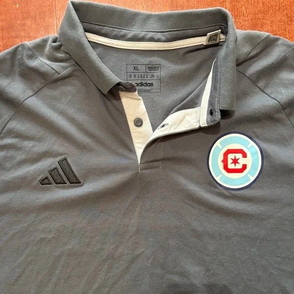 Adidas Chicago Charcoal Polo Shirt with Black Accents - Picture 3 of 4